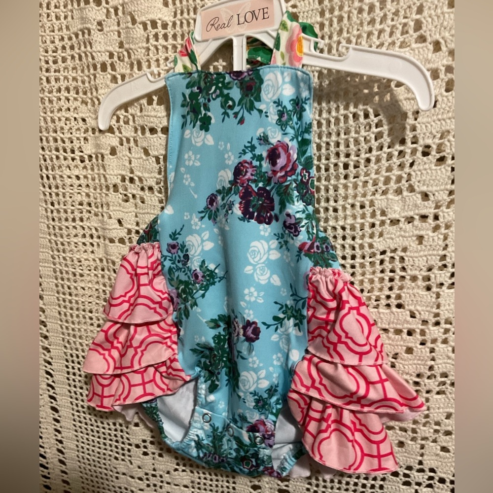 NWT Boutique Ruffled Halter Style Romper 3-6 months